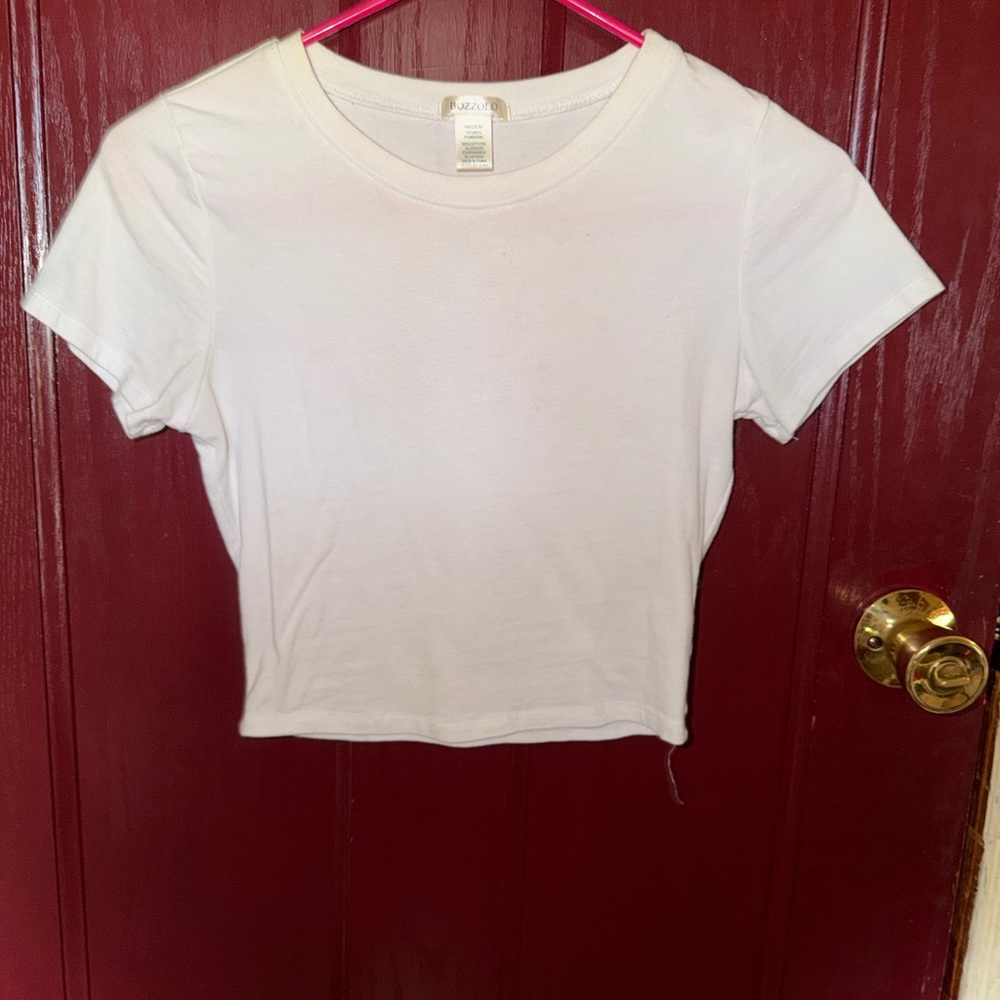 Simple Crewneck Crop Tee - White